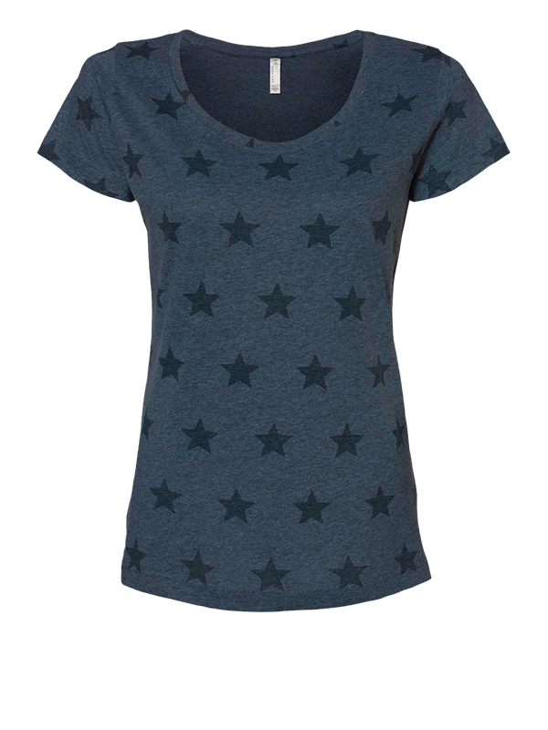 3629 Code Five Women's Star Print Scoop Neck Tee